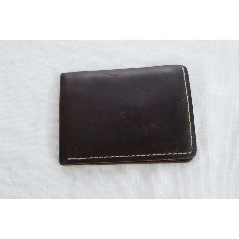 Portland Leather Goods Bifold Wallet OS Brown Leather Contrast Stitch Mens